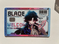 Наклейка на банковскую карту Хонкай Стар Рейл Блэйд, без выреза под номер карты Honkai Star Rail Blade #7, Жанна Г.