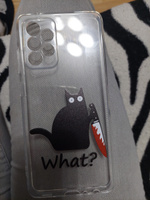 Силиконовый чехол на Samsung Galaxy A52/A52s / Самсунг А52/A52s "Котик с ножом", прозрачный #83, Татьяна П.