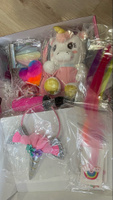 Подарочный набор "Единорог" в подарок для девочки на день рождения. Рюкзак с игрушкой, ожерелье и браслет, сережки и кольца, расческа, ободок, заколки, шарик. #26, Наталья Д.
