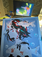 Раскраска картина по номерам на холсте "Прогулка под водой. Девушка аниме" 40х40 #87, Даша Б.