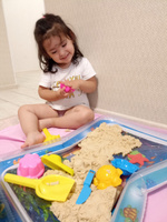 Песок для лепки и моделирования кинетический детский Brauberg Kids, песочный, 1500 г, 3 формочки, ведерко #118, Ляля С.