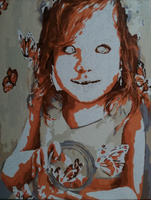 Картина по номерам на холсте 40х50 40 x 50 на подрамнике "Милая девочка и бабочки." DVEKARTINKI #77, Елена
