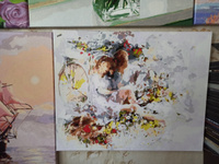 Картина по номерам на xолсте 40x50 с подрамником. 40 х 50 : Colibri - любовь. Влюбленные на лугу среди цветов #86, Евгения Б.