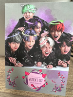 Эксклюзивная открытка с 8 марта, BTS, K-Pop #7, dux d.