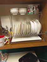 Сушка для посуды настольная подвесная с поддоном на 15 тарелок ХРОМ 40х23см h34см #7, Владимир С.