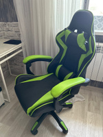 Игровое геймерское кресло на колесиках BYROOM Game BAN green HS-5010-GR кожаное крутящееся. Компьютерный стул для геймера с ортопедической высокой спинкой для игр и работы на пк #72, Анжелика Г.