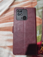 Чехол книжка luxury для Xiaomi Redmi 10C и Poco C40 / Редми 10С и Поко С40 (Бордовая со шнурком) #24, Александр