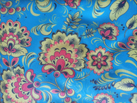 Ткань для шитья Габардин 155 см х 300 см (100% пэ) разноцветная с орнаментом хохлома #46, Жанна К.