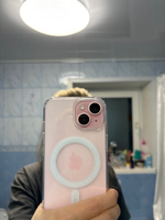 Прозрачный чехол для iPhone 15 с поддержкой MagSafe/ магсейф на Айфон 15 для использования магнитных аксессуаров, противоударный #46, Мария П.