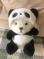 Панда с капюшоном черно-белый 35 см. мягкая игрушка для детей, медведь, обнимашка, домашний питомец #52, Кристина Е.