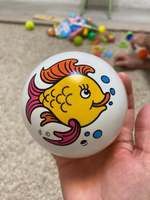 Мяч детский резиновый диаметр 100 мм/10 см "Рыбка" красный #7, Екатерина Н.