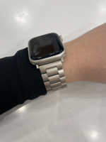 Металлический блочный стальной ремешок для смарт часов Apple Watch Series 1-9 , SE и Ultra , 42mm 44mm 45mm 49mm , Звездное серебро #19, Виктория К.