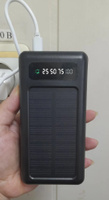 Мощный портативный повербанк 50000mAh, Внешний аккумулятор, встроенные кабеля, солнечная батарея, фонарик, IOS/Android, подарок мужчине/женщине, черный #15, Фаина В.