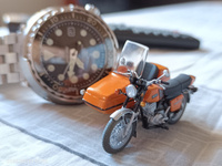 Модель мотоцикла Планета-5 с коляской ВМЗ 9.203 (оранжевый), масштаб 1:43, Моделстрой #5, Алексей С.