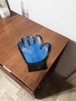 Рукавичка для чистки шерсти/Текстильная перчатка с резиновой вставкой/Цвет синий #3, Светлана Т.
