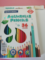 Карандаши цветные акварельные Brauberg Premium Aquarelle, 36 цветов, грифель 4 мм #32, Татьяна И.