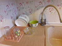 Набор для сушки посуды Дороти бежевый: подставка для сушки посуды и коврик #38, Ирина