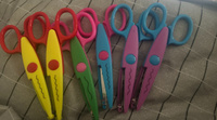 Ножницы для бумаги фигурные 6 шт детские, Закругленные безопасные лезвия 5 см, длина 13 см, для резки, творчества, двухцветный корпус, NB-Nabil #6, Анастасия Я.