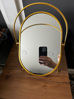 Зеркало настольное косметическое для макияжа Mime, зеркало в ванную гримерное, овальное, золотое, диаметр 27 см #10, Елена К.