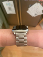 Металлический блочный стальной ремешок для смарт часов Apple Watch Series 1-9 , SE и Ultra , 42mm 44mm 45mm 49mm , Звездное серебро #13, Мария А.