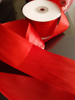 Лента атласная 5 см * уп 27 м, цвет красный, упаковочная для подарков, шитья и рукоделия #97, Рита Т.