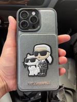 Чехол Karl Lagerfeld PU Crossbody cardslot на Apple iPhone 15 Pro Max / для Айфон 15 Про Макс из экокожи с ремешком через плечо, с карманом для карт с NFT Karl&Choupette, серебристый #5, Елена П.