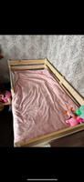 Плед детский Лапки 95х170 см, для кровати 160х80 см, пудровый #129, Виктория К.