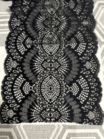 Кружево эластичное, шир 195 мм * уп 3 м, цвет черный для шитья, рукоделия и творчества #1, Добрунова Анна