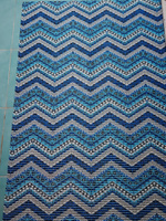 Напольный коврик для ванной из вспененного ПВХ 80x120 см, голубой/синий/белый, с рисунком "Зигзаги" #82, Анастасия Б.