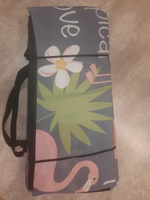 Пляжный коврик для гальки складной на молнии 155x(55+55)x1,0 см, 6 сложений, Фламинго / Коврик-сумка для пикника #4, Мария Д.