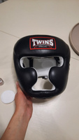 Шлем боксерский Twins head protection hgl-3, размер M _ черный / натуральная кожа / для тренировок _ тайского бокса #3, Нина Г.