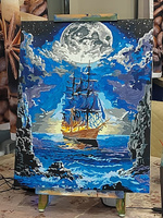 Картина по номерам со светящейся краской 40х50 Корабль в лунном свете #46, Екатерина Б.