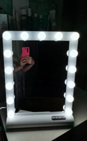 Зеркало настольное с подсветкой и колонкой Miami, гримерное с лампами, косметическое для макияжа, белое с USB-кабелем, 3 режима свечения, Ами Мебель, Беларусь #5, Мария Ш.
