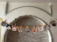 Забавная гирлянда-растяжка бумажная на стену для украшения интерьера и фотозоны "Веселые коты", Happy Birthday #6, Ирина Ш.