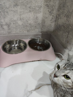 Миска для кошек, миска для собак мелких пород, на подставке, двойная, из нержавеющей стали, для воды и корма #36, Дроздова Людмила