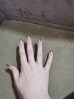 Набор для длинных накладных ногтей, телесный дизайн с черными краями, набор из 24 накладных ногтей + один клей #4, Арина В.