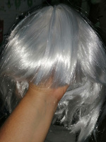 Карнавальный праздничный парик из искусственного волоса Riota Каре, 110 гр, серебристо-белый, 1 шт. #3, Марианна О.