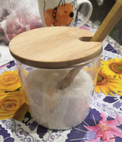Стеклянная сахарница с ложкой и крышкой из бамбука, 300мл #4, Юрий Х.