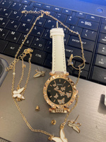 Часы наручные женские с браслетом, цепочкой с кулоном, серьгами и кольцом #1, Юлия С.