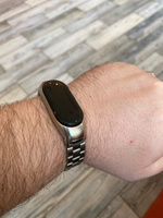 Металлический ремешок для Xiaomi Mi Band 7 (Metal strap) / Блочный стальной браслет / Сменный ремешок на застежке, Серебро #18, Сергей А.