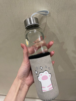 Бутылка для воды стеклянная в чехле "Лапки", объем 300 мл, размер 6,5х17 см #7, Елизавета К.