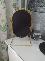 Зеркало настольное косметическое для макияжа Mime, зеркало в ванную гримерное, овальное, золотое, диаметр 27 см #15, Клименченко Елена