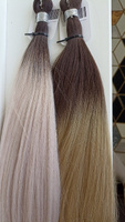 Биопротеиновые волосы для наращивания, 65 см, 100 гр. 4/Pink31 омбре шатен фиолетово-красный #35, Татьяна Л.