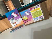 Картина по номерам для детей на картоне Серия Мини 15х21 "Губка Боб с единорогом" #62, Кристина Ш.