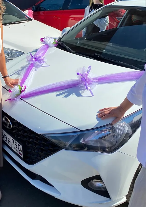 Комплект украшений на свадебный автомобиль Молоко с лавандой