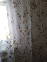 Curtain & Textile Тюль высота 250 см, ширина 500 см, крепление - Лента, Белый,светло-коричневый #49, фаина г.