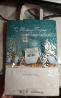 Пакеты подарочные новогодние, набор 10 штук, 22х11х32 см, с ручками, бумажные, крафт, печать "Дед Мороз везет подарки" #74, Анастасия С.