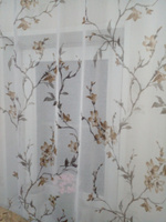 Curtain & Textile Тюль высота 220 см, ширина 200 см, крепление - Лента, Белый,светло-коричневый #40, Любовь К.