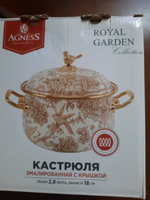 Кастрюля эмалированная Agness 2,8 литра "Royal Garden" для всех видов плит, диаметр 18 см #30, Надежда Б.