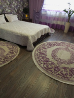 AVALON CARPET Ковер Amatis lux 36567A, винтажный, светлый с лиловым узором, из полиэстера с шелковым блеском, на пол в спальню или гостиную, круглый, 2 x 2 м #5, Людмила Б.